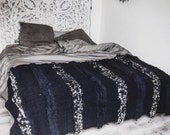Moroccan Handmade Black Wedding Blanket, Handira Blanket