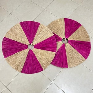 SET OF 2 Raffia pendant light natural raffia lamp