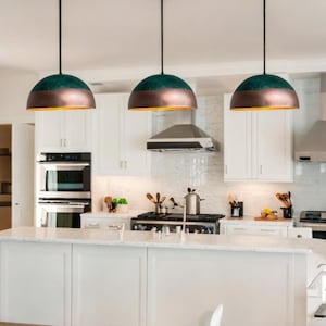 SET DI 3 Lampada a sospensione ossidata, Lampada con patina di rame, Lampada a sospensione sospesa, Illuminazione dell'isola della cucina, Lampada da soffitto.