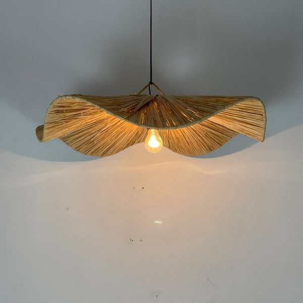 Raffia pendant light natural raffia lamp