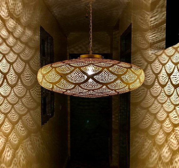 Brass pendant light, Moroccan Brass Pendant Light, Moroccan Light Fixtures, Pendant Lighting, Simple Moroccan pendant lamp