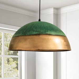 Oxidized pendant Copper Patina Light, Copper Patina Lamp, Hanging Pendant Lighting, Kitchen Island Lighting, Ceiling Light Fixture.