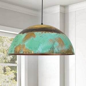Oxidized pendant Copper Patina Light,Copper Patina Lamp, Hanging Pendant Lighting, Kitchen Island Lighting, Ceiling Light Fixture. I