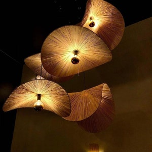 Raffia pendant light natural raffia lamp