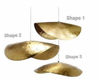 Gold Leaf Pendant Light, hammered Brass Light Fixture, Lotus lamp pendant light