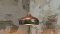 Handmade Hammered Copper Pendant Light with Turquoise Patina – Rustic Boho Ceiling Lamp for Kitchen Island Dining Room