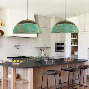 Set of 2 Oxidized pendant Copper Patina Light,Copper Patina Lamp, Hanging Pendant Lighting, Kitchen Island Lighting, Ceiling Light Fixture