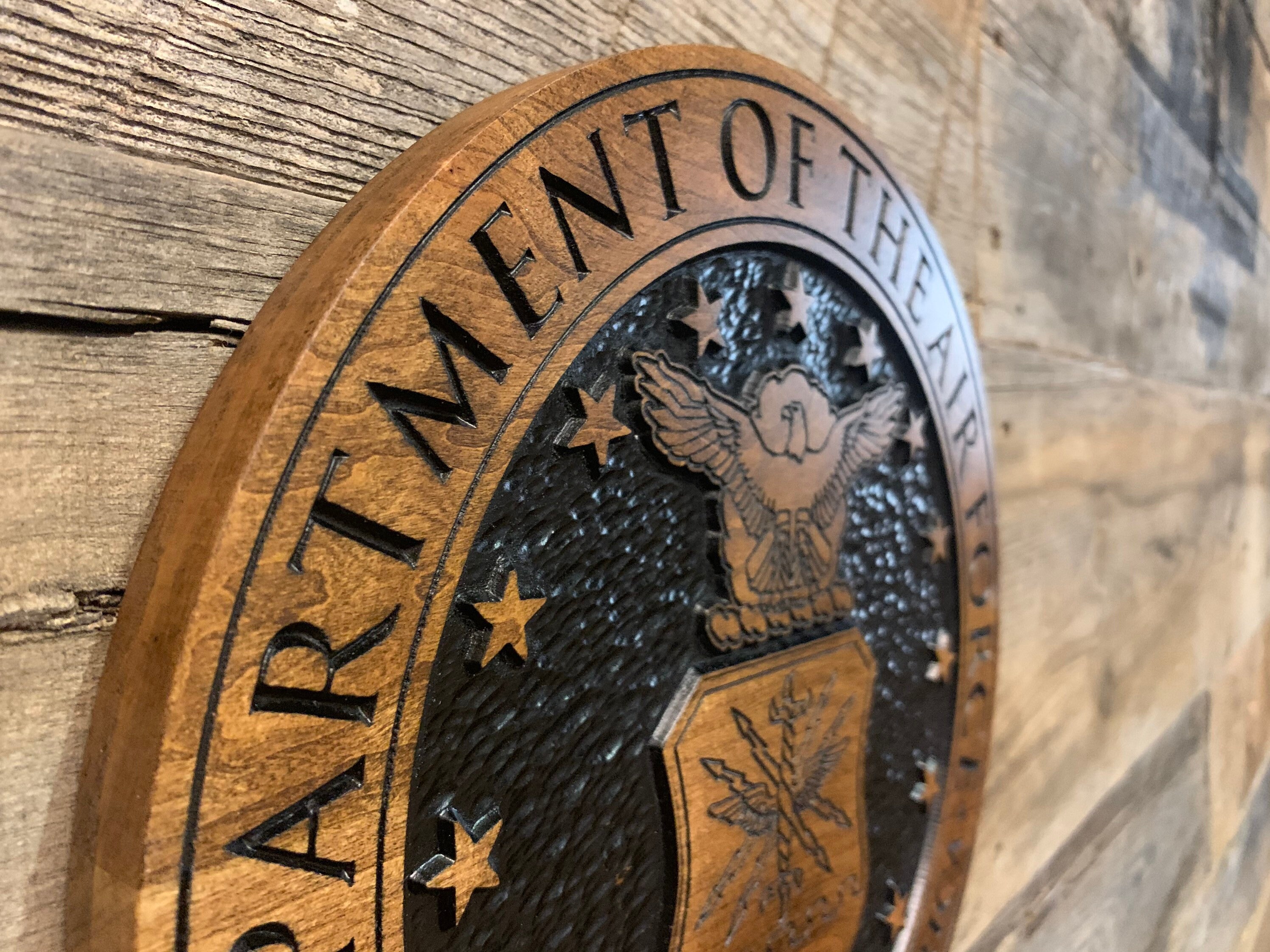Gorgeous Custom Carved and Stained Wooden United States Air Force 