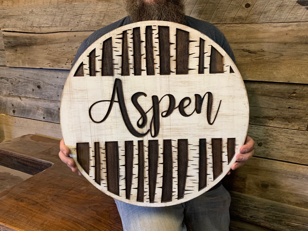 CUSTOMIZABLE Carved Wall Hanging Aspen Trees and Your Family Etsy