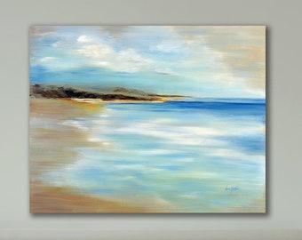 Abstract Coastal Seascape Oil Painting Canvas Print, Beachy Landscape Framed Fine Art Print from Art Instantly