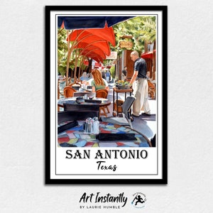 San Antonio Art, Travel Poster, San Antonio Poster, Texas Wall Art, Digital Print, Texas Poster, Printable Wall Art from Art Instantly