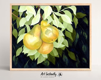Watercolor Pear Art Print: Kitchen Wall Decor (Digital Download)