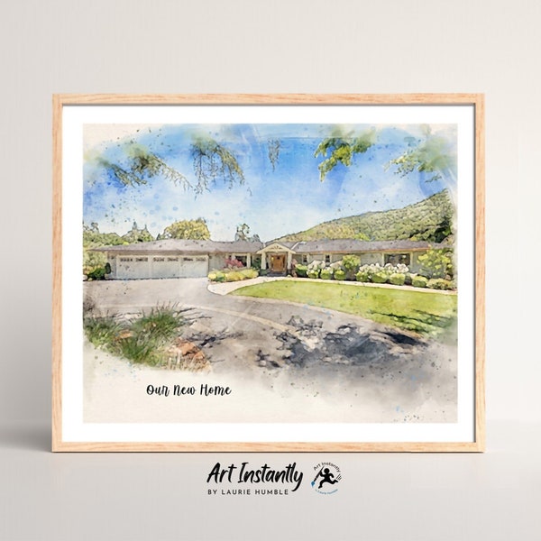 Custom Watercolor House Painting, DIGITAL Painting from Photo for Client or Housewarming, Unique Gift Idea Gift from Art Instantly