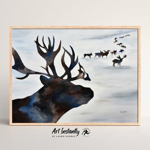 Reindeer Games Print: Christmas Holiday Wall Art (Digital Print)