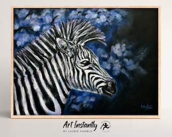 Printable Zebra Wildlife Art Digital Print, Botanical Zebra Animal Oil Painting Printable Wall At from Art Instantly