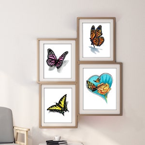 Butterfly Art Print Set: Watercolor Insect Wall Decor (Digital Download)