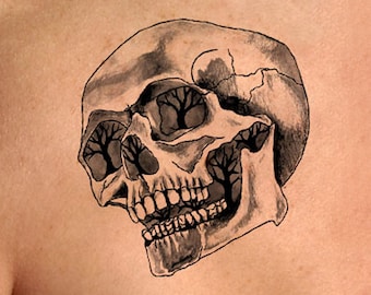 Tatuaggio nero, tatuaggio teschio, design unico del tatuaggio da Art Instantly