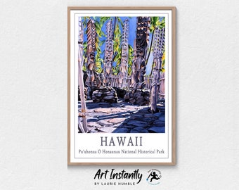Hawaii Travel Poster, Tiki Bar Sign, Hawaiian Art, Beach House Decor, Printable Wall Art from Art Instantly