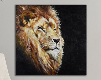 Large Lion Oil Painting Canvas Print, African Wildlife Framed Fine Art Print  from Art Instantly