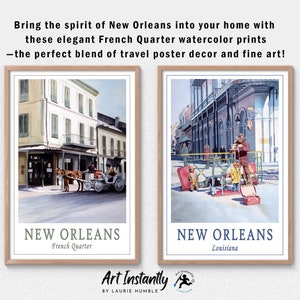New Orleans Watercolor Print Set: French Quarter Travel Art (Digital Download)