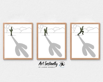 Minimalist, Cactus Print, Funny Art, Set Of 3 Prints, Printable Wall Art from Art Instantly