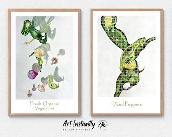 Kitchen Wall Art, Set of 2 Vegetable Prints, Printable Kitchen Decor, Kitchen Prints, Dining Room Print from Art Instantly