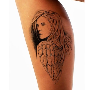 Warrior Angel Tattoo Design Instant Download Memorial Printable Tattoo Illustration from Art Instantly