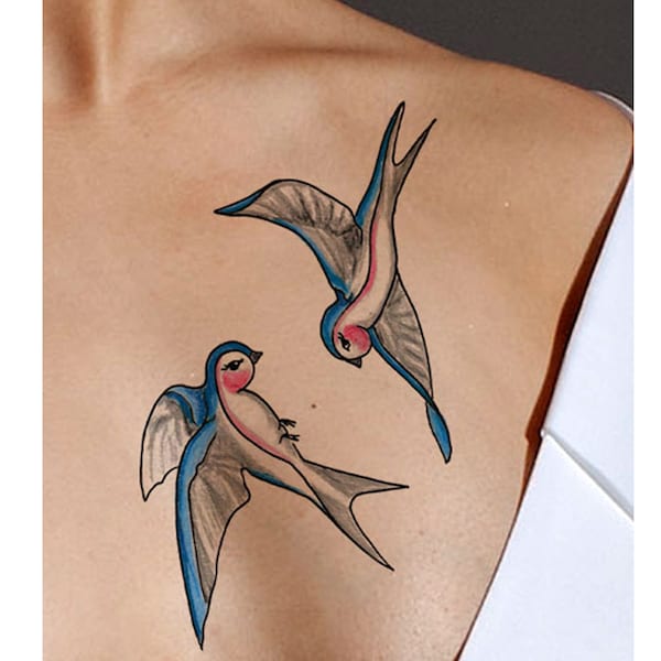 Classic Swallow, Swallow Tattoo, Tattoo Design, Bird Tattoo, Tattoo for Women from Art Instantly