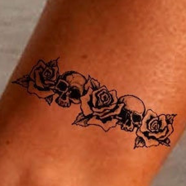 Skull Tattoo, Rose Tattoo, Armband Tattoo, Tattoo Design, Tattoo for Women, Tattoo Printable from Art Instantly