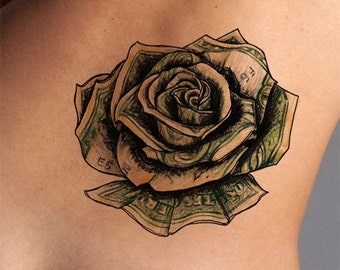 Money Rose, Rose Tattoo, Tattoo Design, Tattoo For Women from Art Instantly