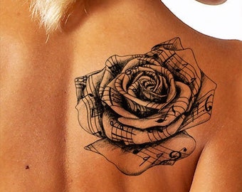 Music Tattoo, Rose Tattoo, Tattoo Design, Tattoo Drawing, Instant Download from Art Instantly