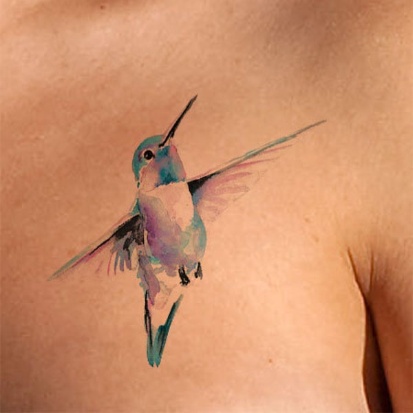 Colibri, tatouage de colibri, conception de tatouage, tatouage aquarelle, téléchargement immédiat, tatouage imprimable d'art instantanément