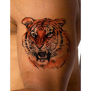Orange Tiger Tattoo Design: Watercolor Printable (Instant Download)