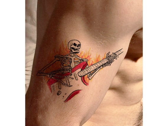 Guitar Temporary Tattoo / music tattoo / music note tattoo / wrist tattoo /  arm tattoo / small guitar tattoo / small music tattoo