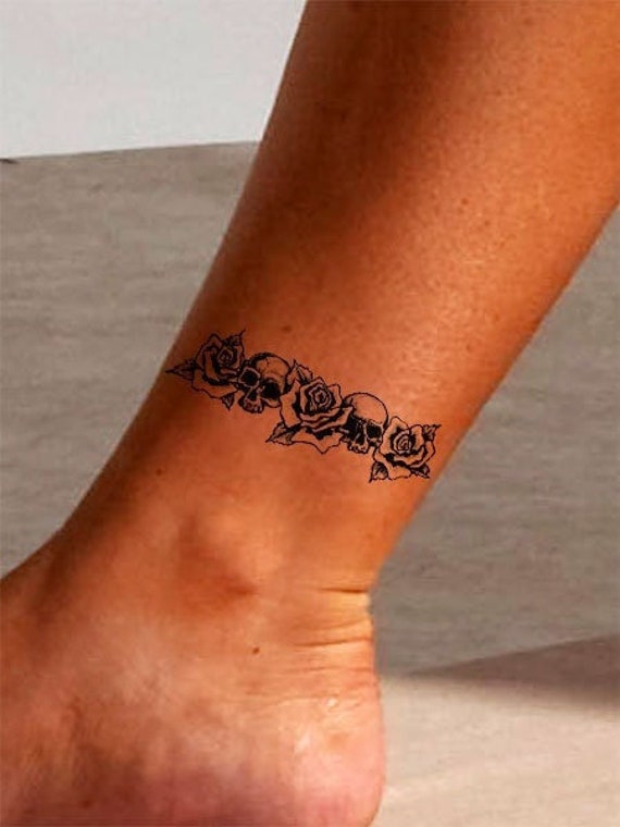 Skull Tattoo Rose Tattoo Armband Tattoo Tattoo Design - Etsy Australia