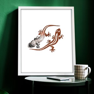 Gecko Digital Print 3D Lizard Printable Wall Art Instantly Cool 3D Gecko Illustration Print Tribal Design Art Print
