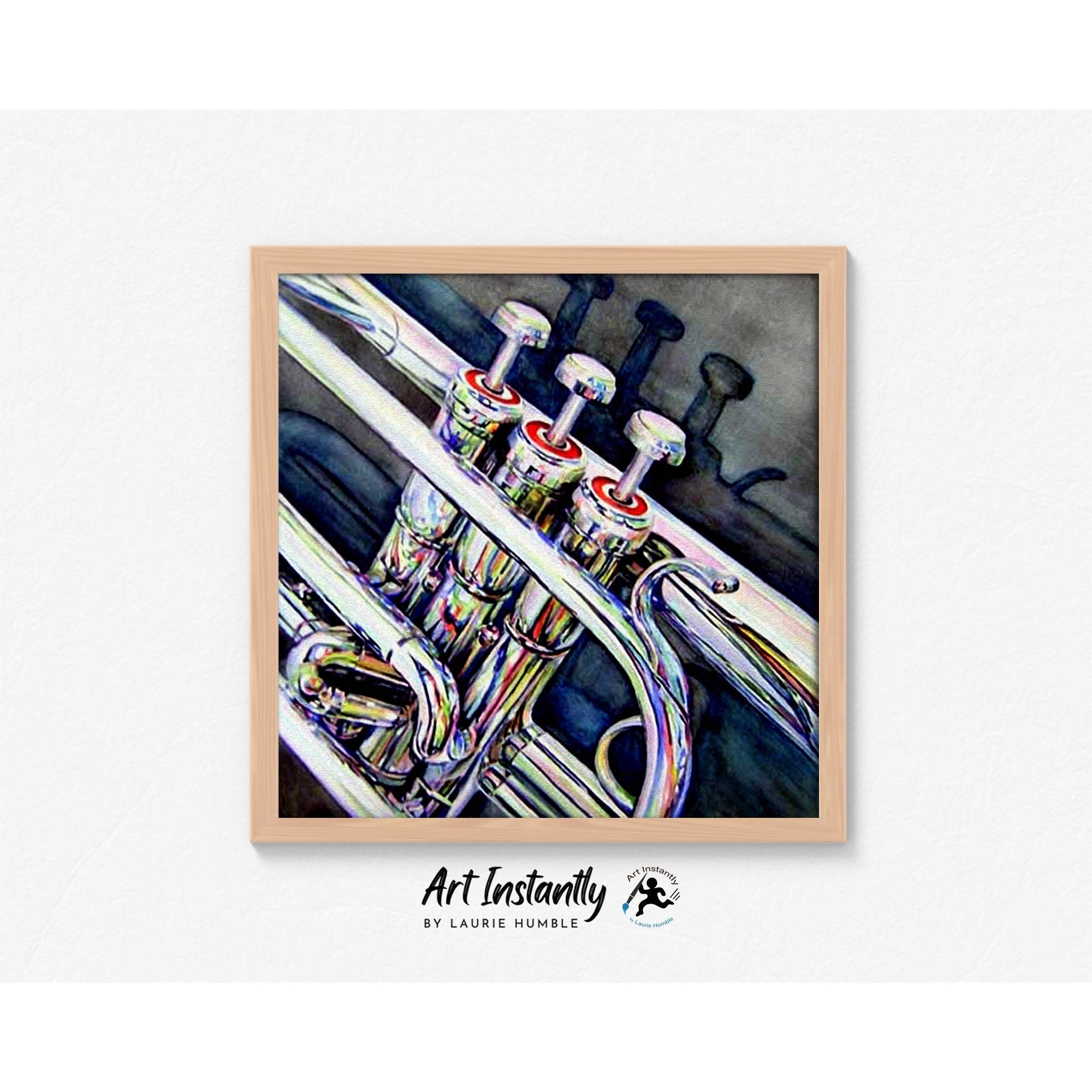 Trumpet Print Jazz Poster Printable Wall Art, Musical Instrument ...
