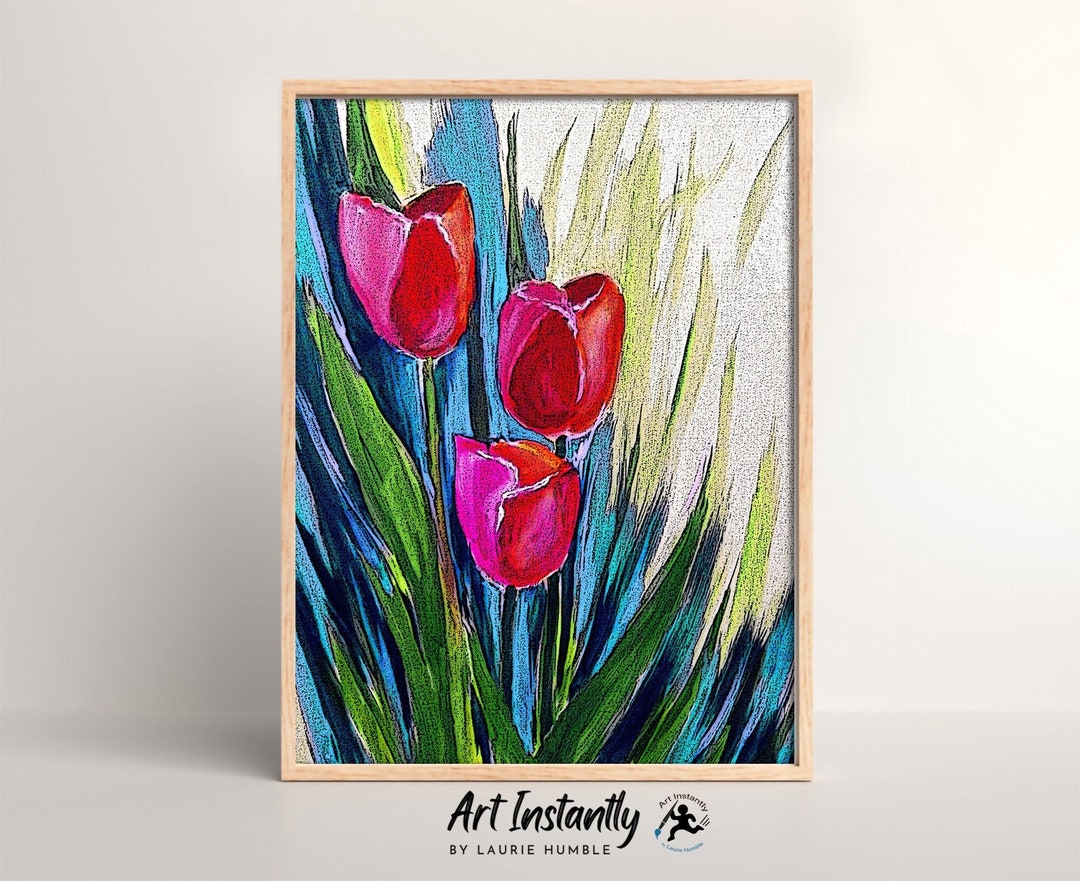 Abstract Tulip Oil Painting: Modern Floral Wall Art (digital Print) - Etsy