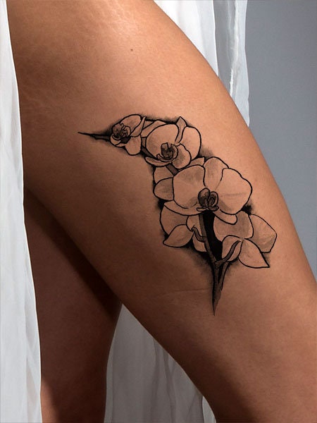 Fine Line Orchid Tattoo | TikTok