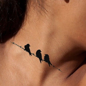 Small Birds on a Wire Tattoo Design Instant Download Printable Bird Tattoo Illustration from Art Instantly