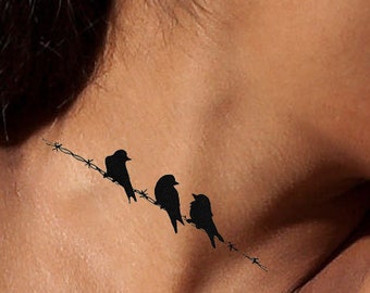 Birds on Wire Tattoo - Etsy