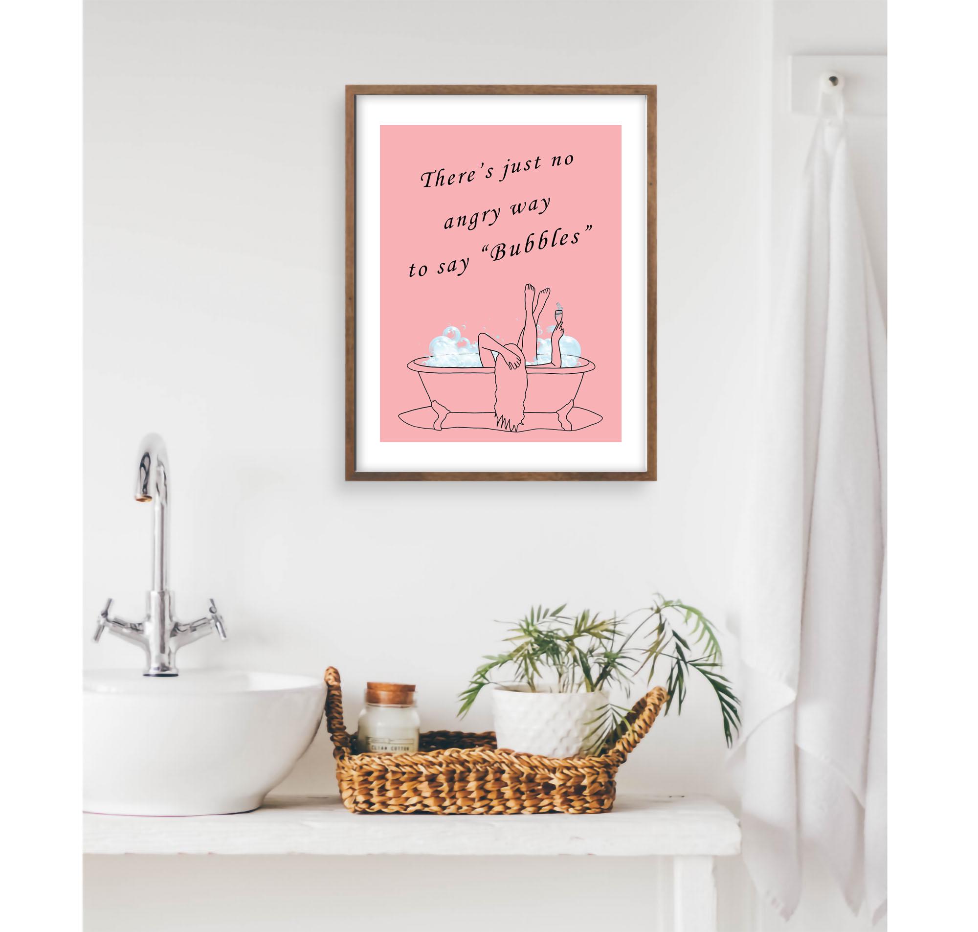 WTD Stampa Su Tela Con Citazione Per Bagno 'Bathroom Rules' (Inglese), Cornice In Legno Di Pino, Pronta Da Appendere