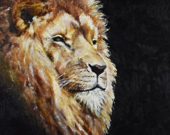 Original ART Signed Majestic Lion Oil Painting on Canvas by Artist Laurie Humble, Exclusive New Release