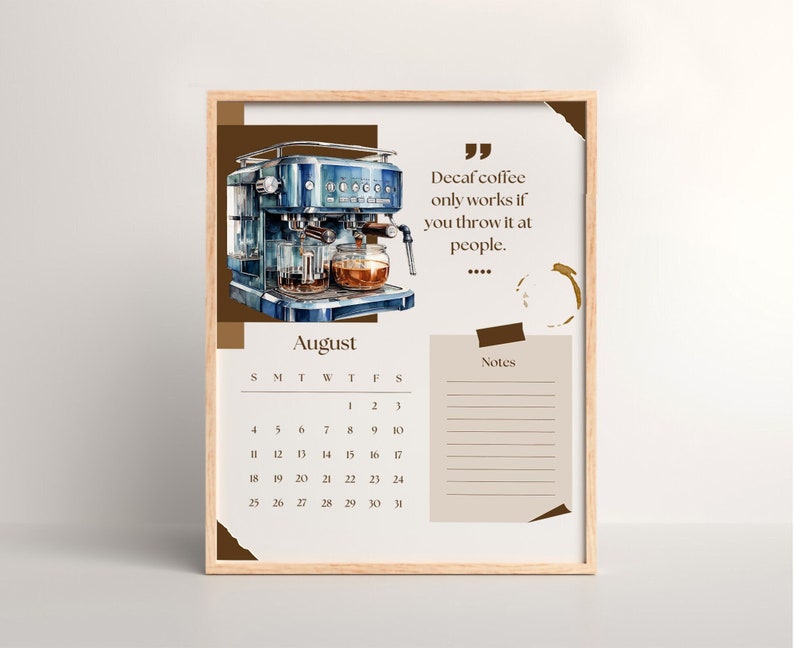 Printable 2024 Calendar Espresso Desk Calendar Coffee Etsy Canada
