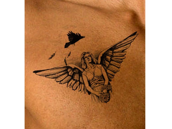 Minimalist angel tattoo design on Craiyon
