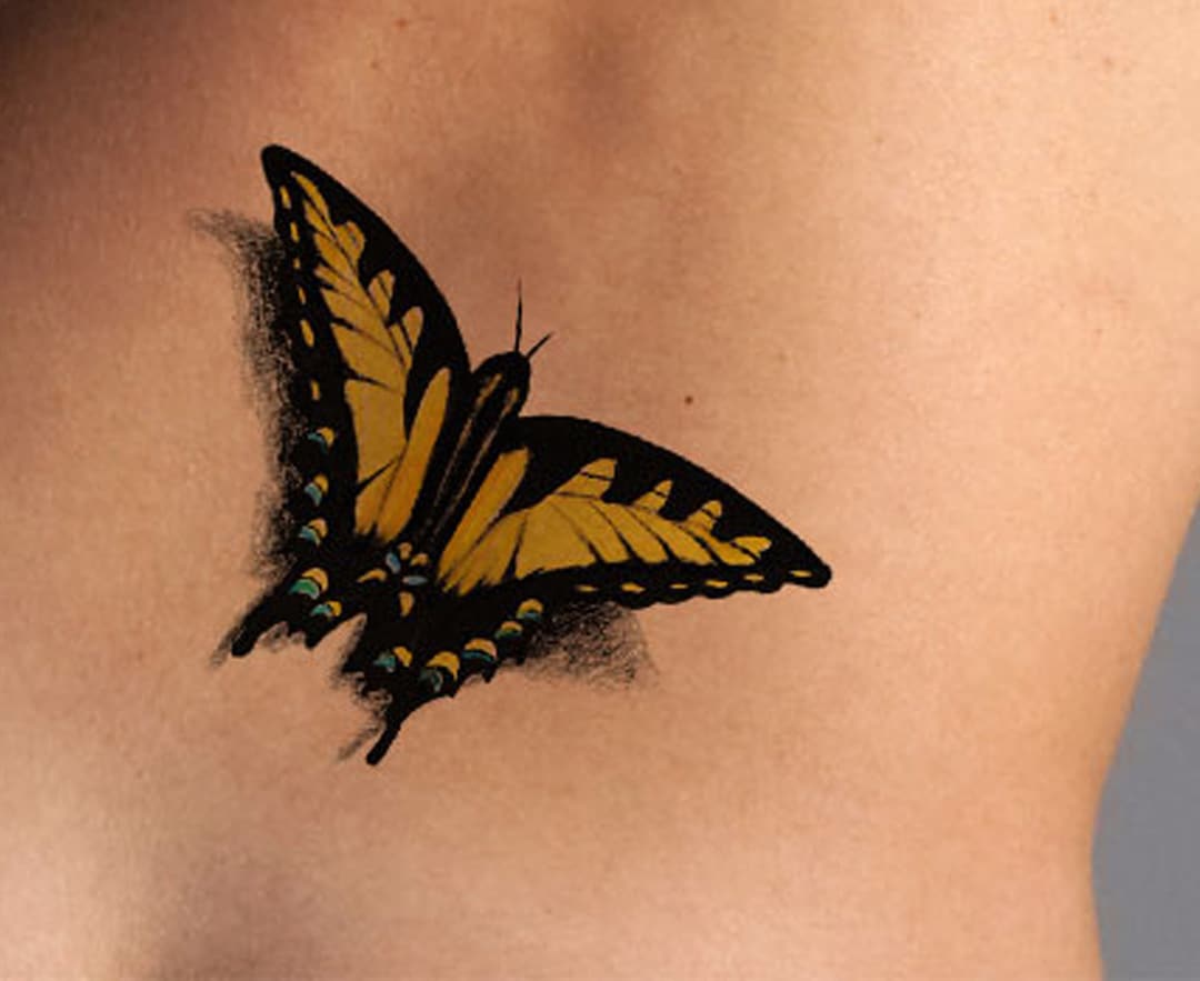 Yellow Butterfly, Butterfly Tattoo, Tattoo Design, Printable Tattoo, 3D ...