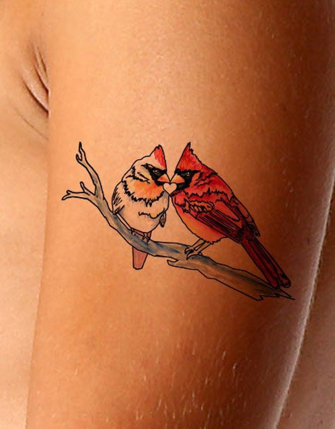 Cardinal Tattoo Bird Tattoo Pair of Cardinals Heart Tattoo - Etsy