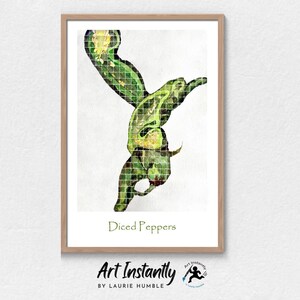 Arte de pared para cocina, póster de pimiento picante, decoración de cocina imprimible, láminas para cocina, láminas para comedor de Art Instantly