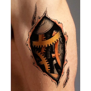 Steam Punk 3D Tattoo Design Instant Download Industrial Machine Tattoo Illustration from Art Instantly