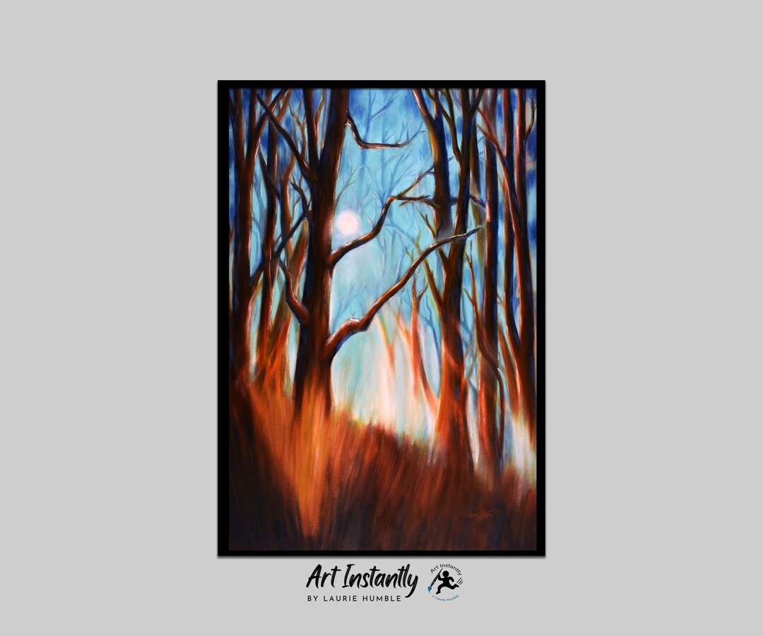 Midnight Forest Oil Painting Print: Dark Academia Wall Art (digital ...